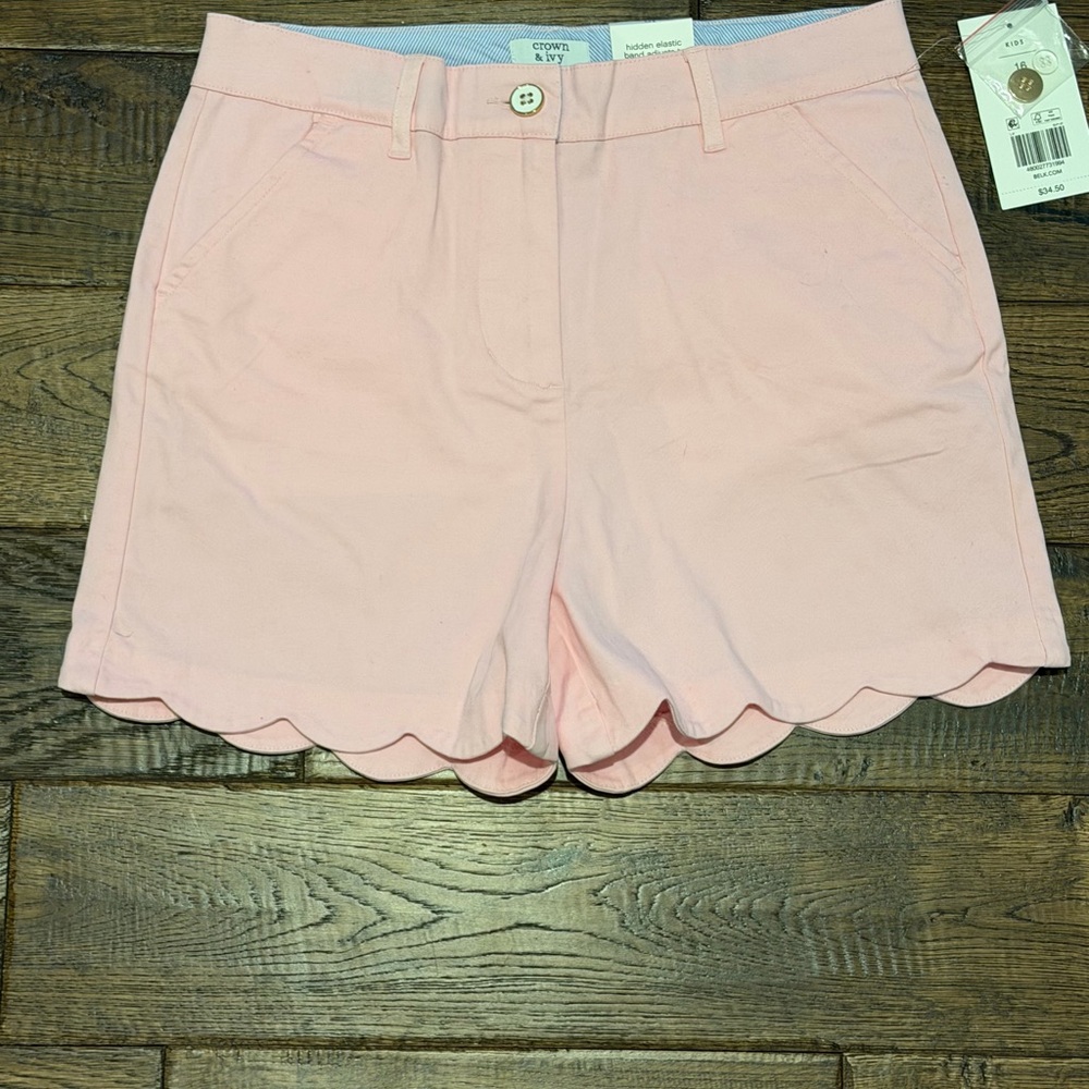 Pink Scalloped Girls Shorts